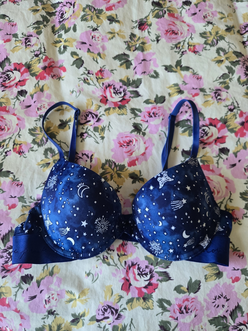 PINK Victoria's Secret Navy Constellation Print Push-Up Bra